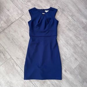 M Perfect flattering work office career sheath dress navy blue sleeveless